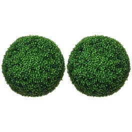 Homcom - Artificial Boxwood Topiary Ball Set of 2 19.7 Inch Faux Plant, UV-Protected Anti-Fading Fake Plants - Green
