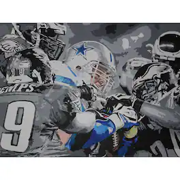 Deacon Jones Foundation - Philadelphia Eagles "The Swarm" Fine Art Canvas Print 36" x 48" by Artist Don Keene - Multicolor
