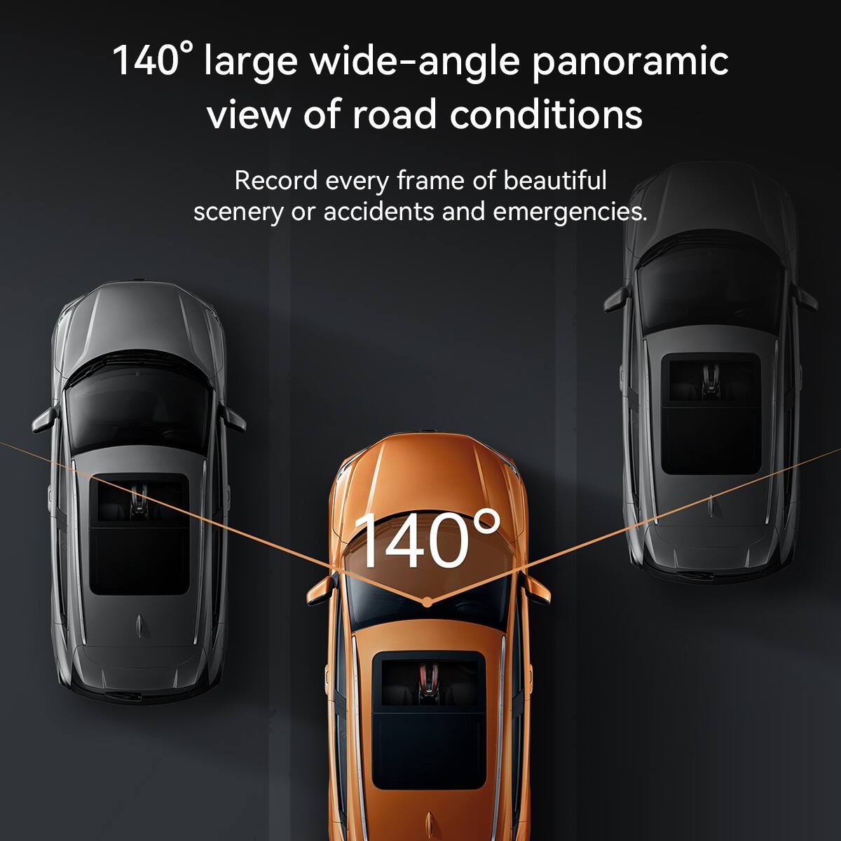 140° large wide-angle panoramic view of road conditions

Record every frame of beautiful scenery or accidents and emergencies.