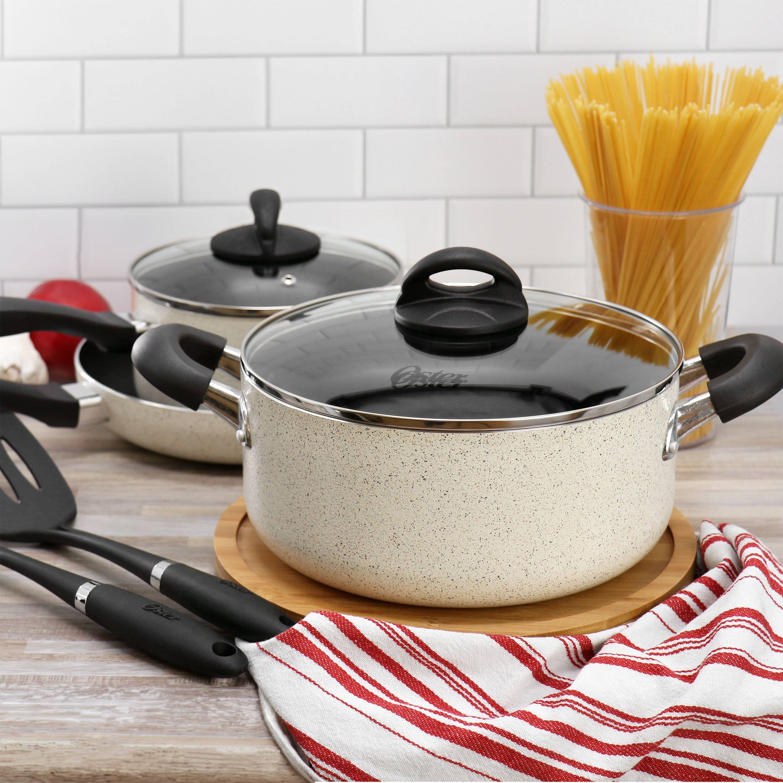 Alt View 7. Gibson - Oster Clairborne 7 Piece Nonstick Aluminum Cookware and Kitchen Tool Set in Linen - Charcoal.