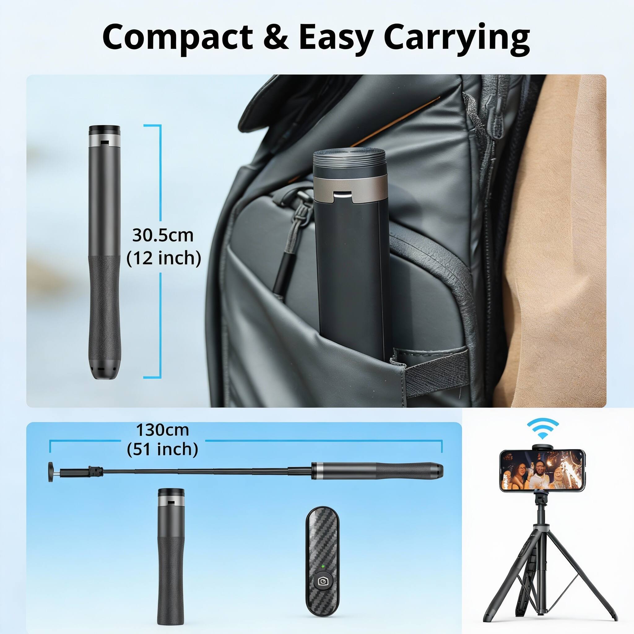 Compact & Easy Carrying

30.5cm (12 inch)

130cm (51 inch)