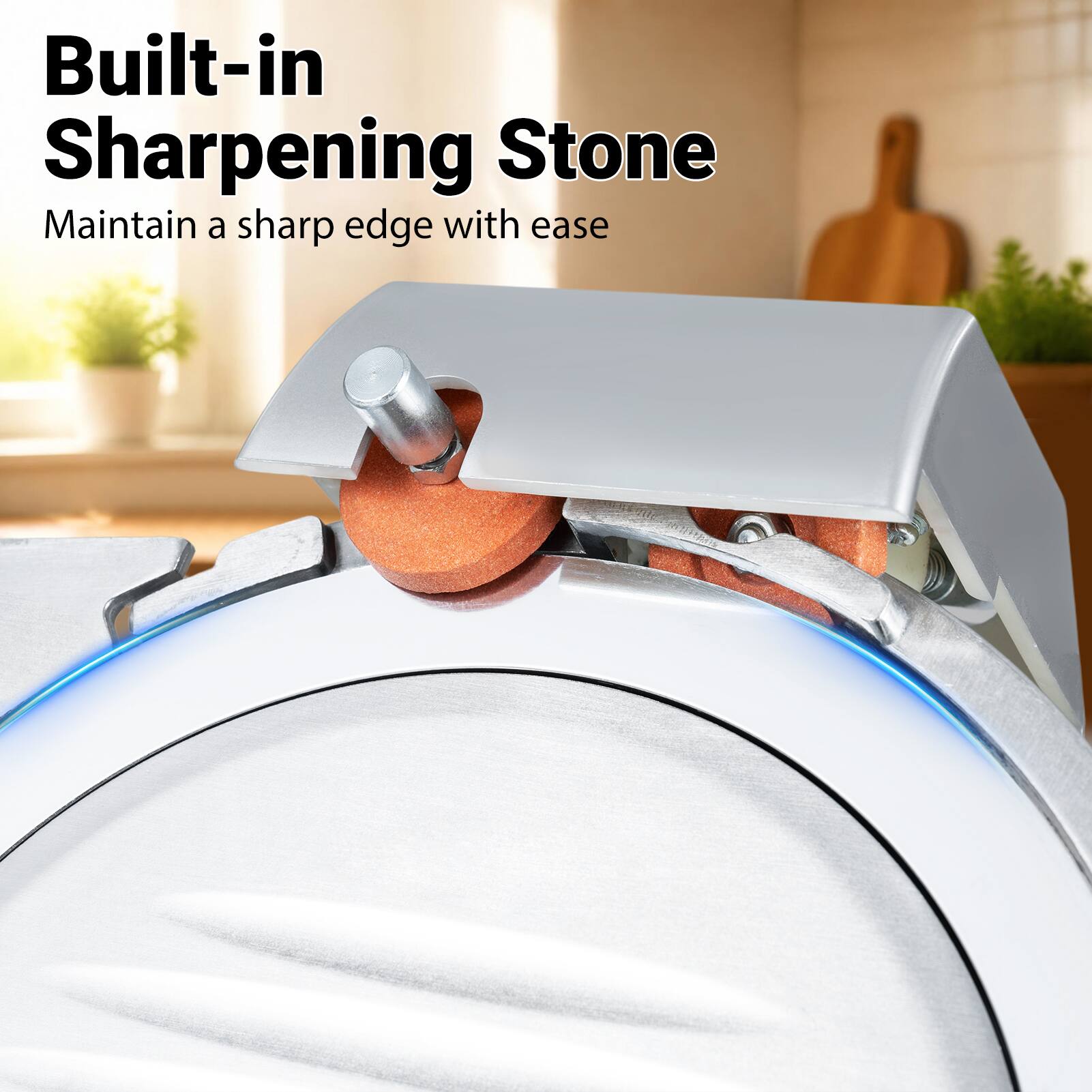 Built-in Sharpening Stone  
Maintain a sharp edge with ease