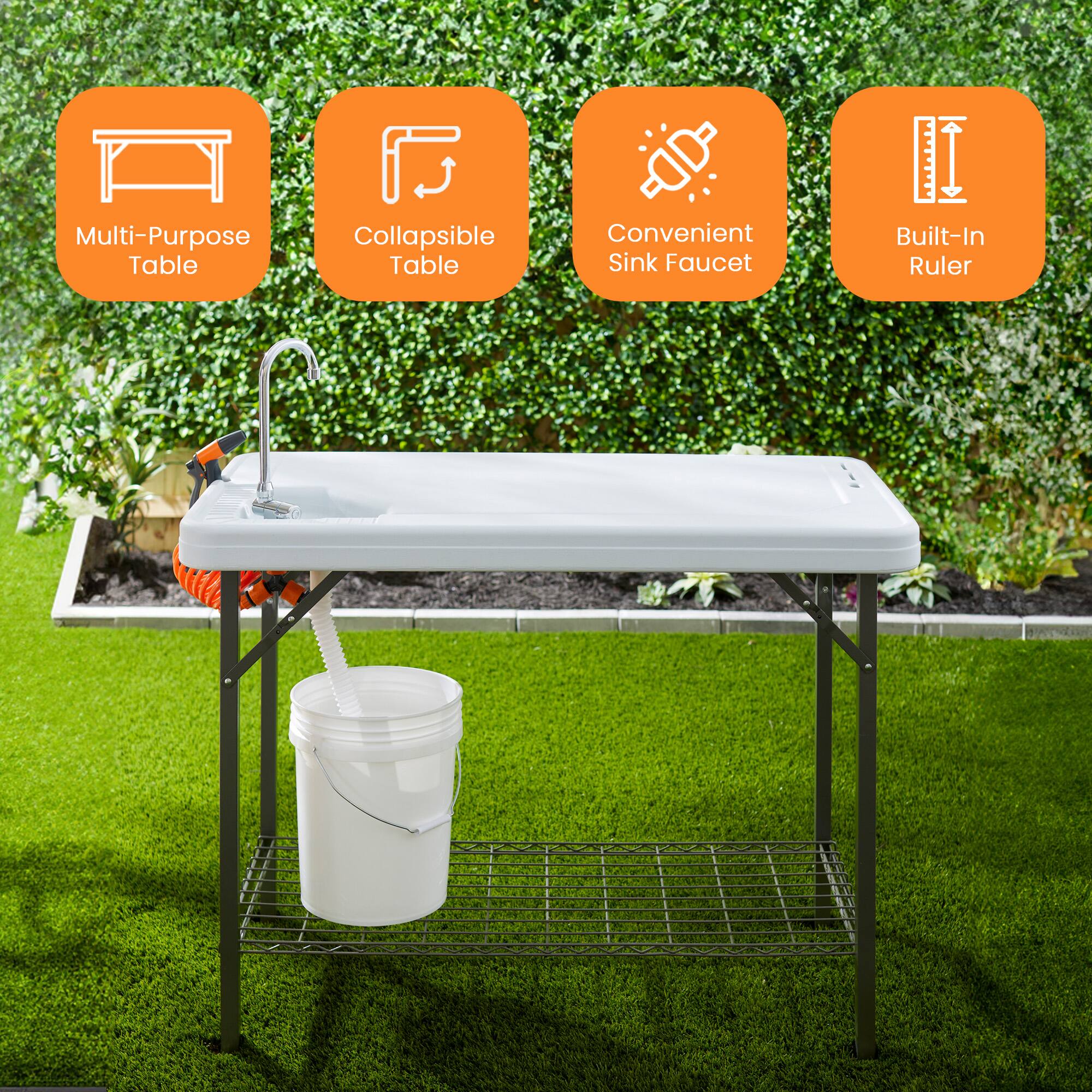 Multi-Purpose Table  
Collapsible Table  
Convenient Sink Faucet  
Built-In Ruler