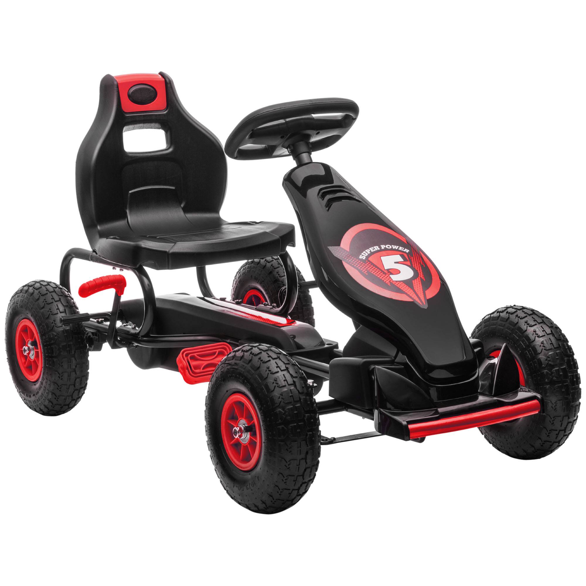 Ecooso - Kids Pedal Go Kart with Adjustable Ergonomic Seat, Rubber Wheels & Handbrake - Red