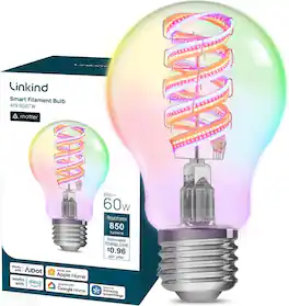 Linkind - A19 Smart LED Bulb Matter Compatible, Color Changing (1-Pack) - Multicolor