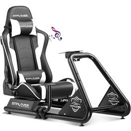 GTPlayer - Racing Simulator Cockpit with Seat and Bluetooth Speakers Sim Racing Cockpit - White