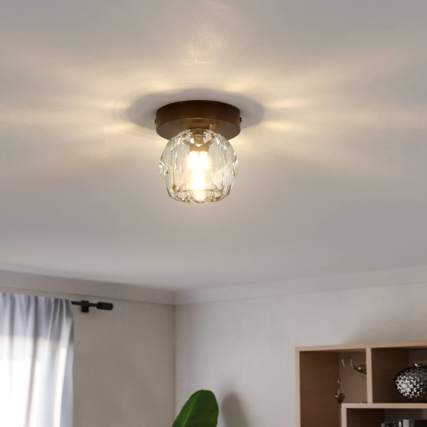 Alt View 5. Umeiluce - 1-Light 4.7" Crystal Flush Mount Ceiling Light Matte Black - Matte Black.