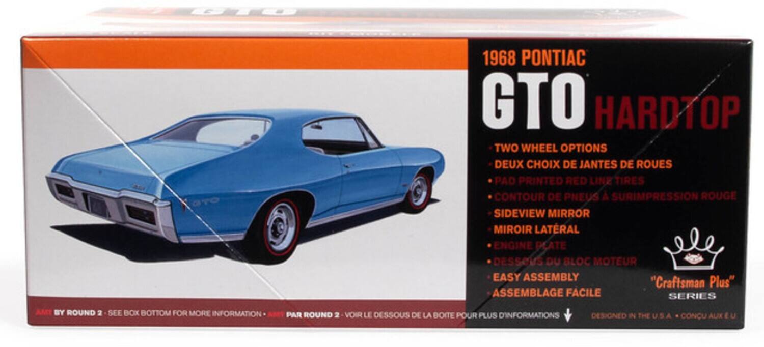 1968 Pontiac GTO Hardtop

- Two Wheel Options
- Deux Choix de Jantes de Roues
- Pad Printed Red Line Tires
- Contour de Pneus à Surimpression Rouge
- Sideview Mirror
- Miroir Latéral
- Engine Plate
- Dessous du Bloc Moteur
- Easy Assembly
- Assemblage Facile

Craftsman Plus Series

Designed in the U.S.A. - Conçu aux É.U.

By Round 2 - See Box Bottom for More Information - Par Round 2 - Voir le Dessous de la Boite Pour Plus d'Informations