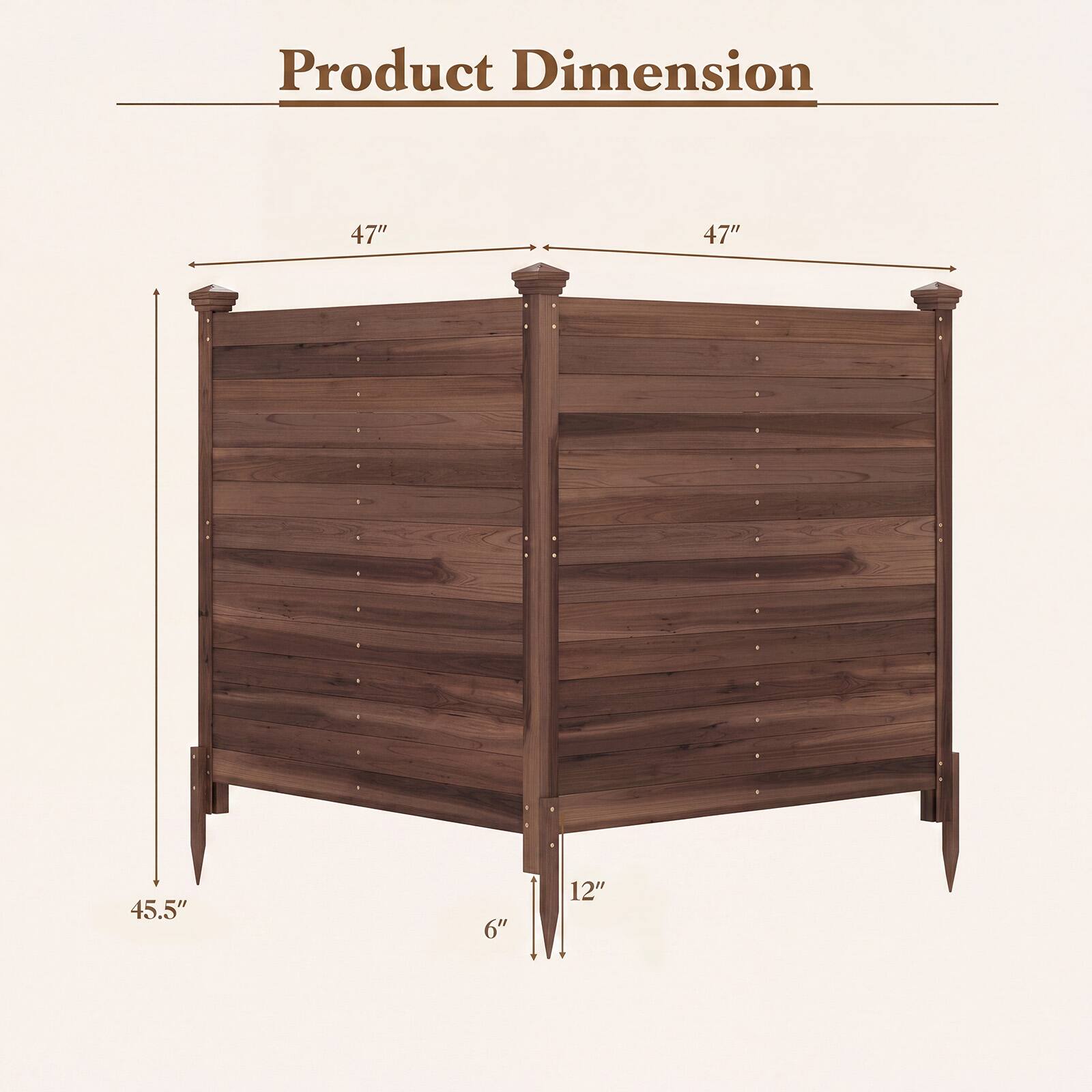 Product Dimension: 47" x 47" x 45.5" x 6" x 12"