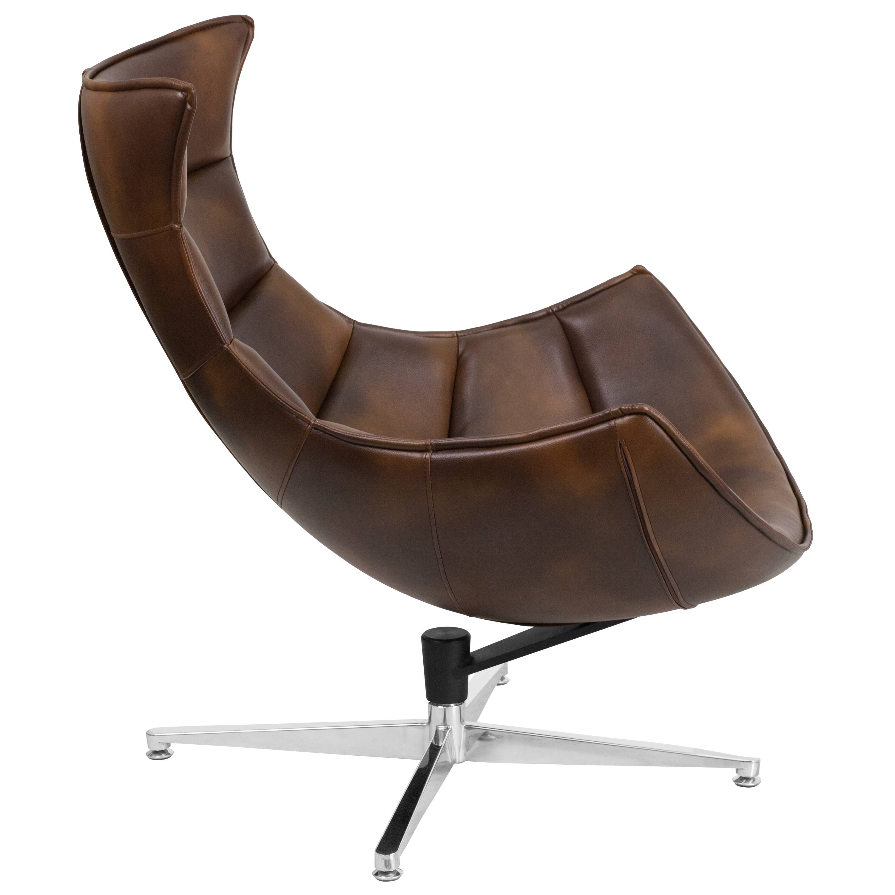 Alt View 4. Emma + Oliver - Home Office Swivel Cocoon Chair - Living Room Accent Chair - Bomber Jacket.