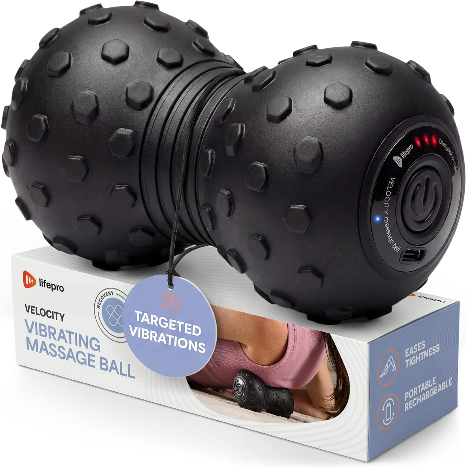 Photos - Massager Ball LifePro - 4-Speed Vibrating Peanut Massage  & Foam Roller for Mobility Recovery, Deep Tissue Relief, Portable - Black 