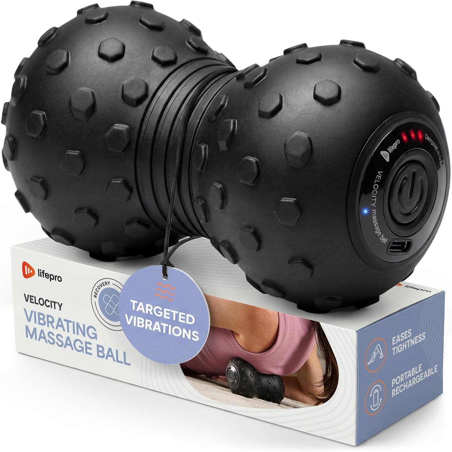 lfepro It VELOCITY massage bell CREU lifepro RECOVERY VELOCITY VIBRATING TARGETED MASSAGE VIBRATIONS BALL TIGHTNESS EASES PORTABLE

Corrected:
LifePro Velocity Vibration Massage Ball - Recovery, Targeted Vibrations, Eases Tightness, Portable, Rechargeable