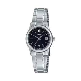 Casio - Women’s Black Dial Analog Watch with Steel Bracelet - LTP-V002D-1B3UDF - Silver