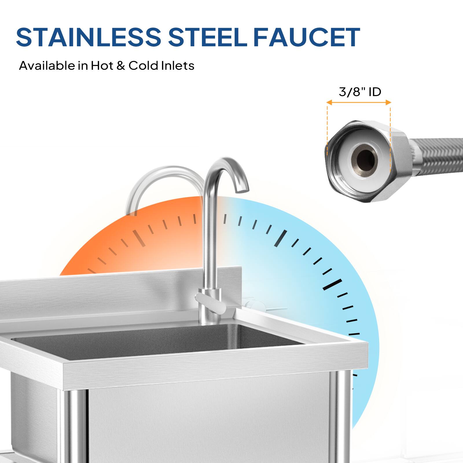 STAINLESS STEEL FAUCET  
Available in Hot & Cold Inlets  
3/8" ID