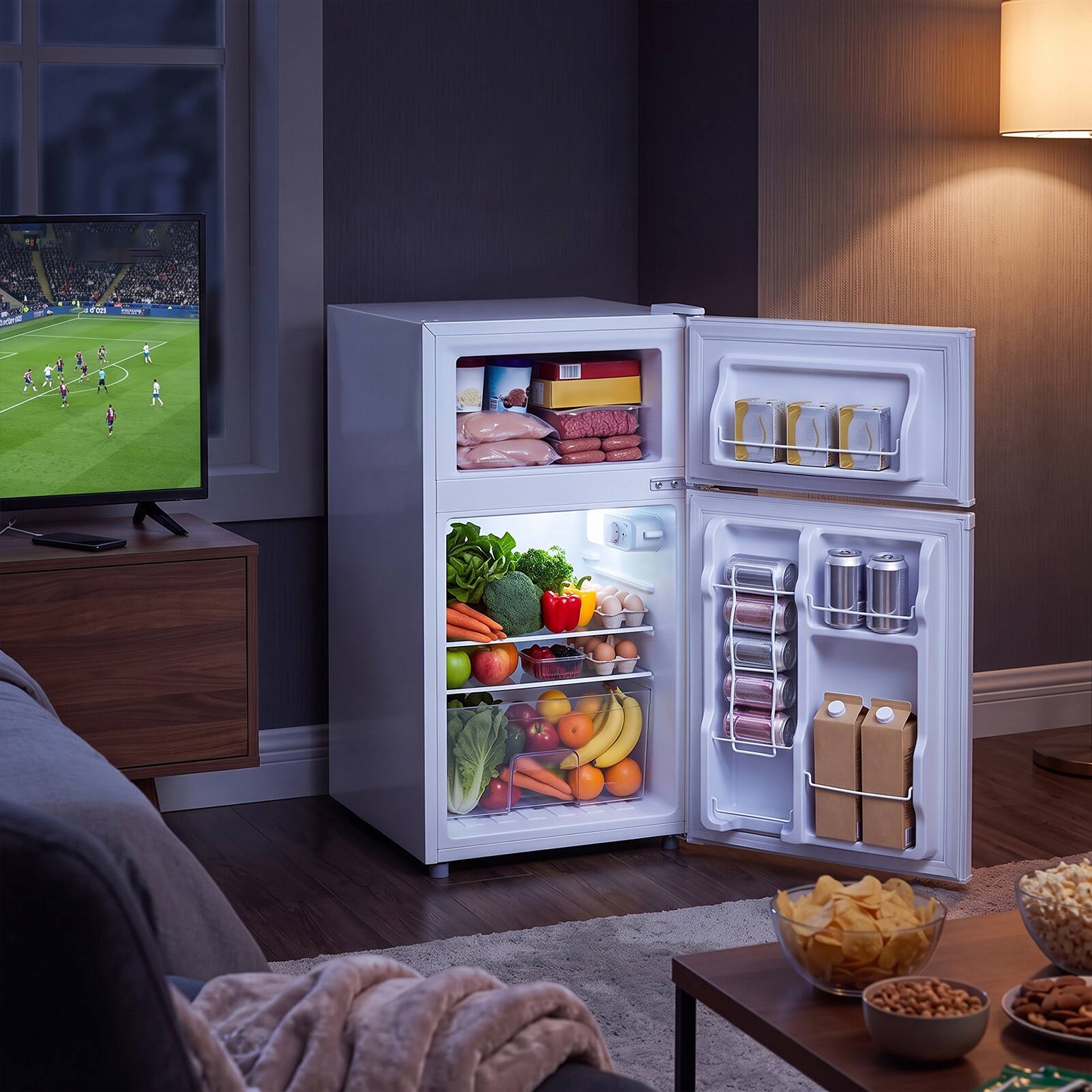 Alt View 3. Costway - Costway 3.5 Cu.Ft Mini Fridge with Freezer 2-Door Refrigerator 7-Level Thermostat for Dorm - White.