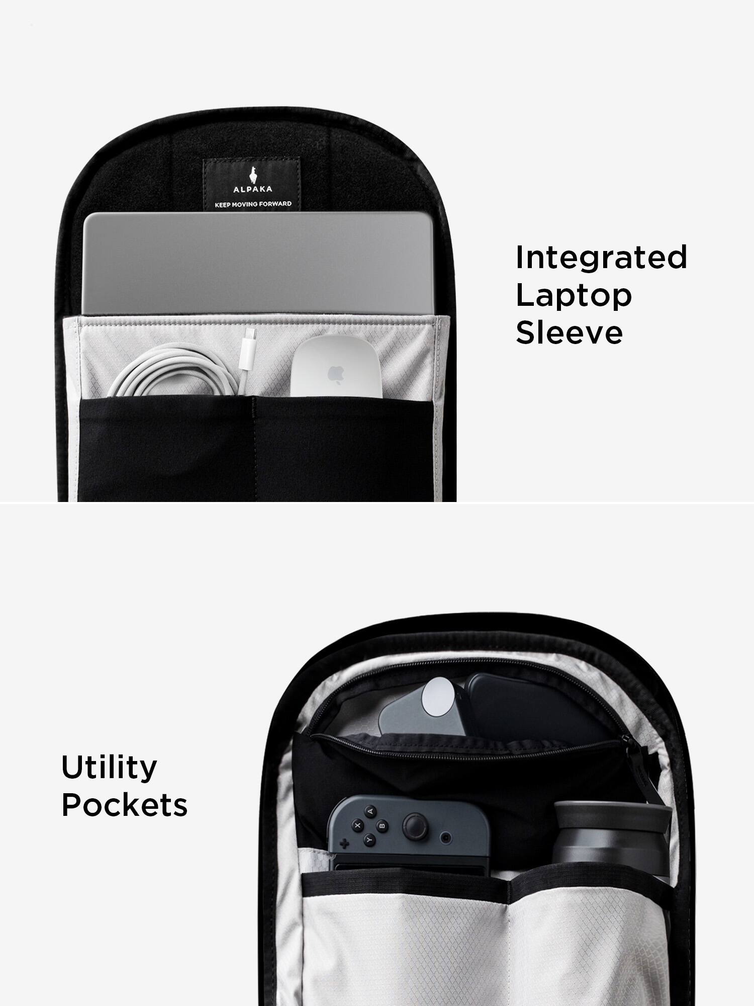 ALPAKA KEEP MOVING FORWARD Integrated Laptop Sleeve Utility Pockets