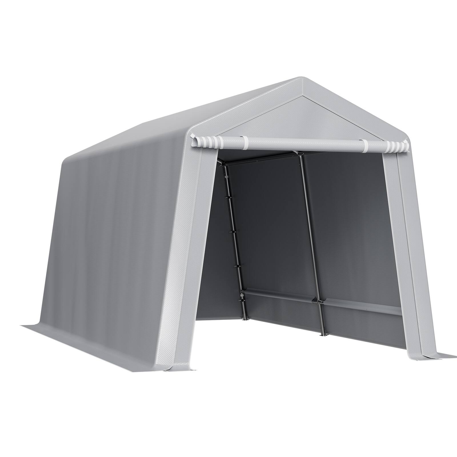 Alt View 5. VEVOR - Outdoor Storage Shed, 8 x 14 ft Portable Tent with Roll-up Door & Vents,Waterproof Canopy Shed Shelter, Heavy Duty Frame - Gray.