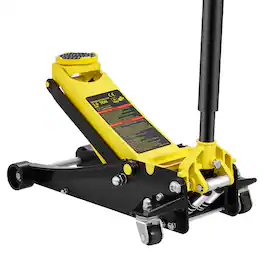 VEVOR - Floor Jack, 3 Ton Low Profile Floor Jack, Heavy-duty Steel Racing Floor Jack with Dual Pistons Quick Lift Pump - Black;Yellow