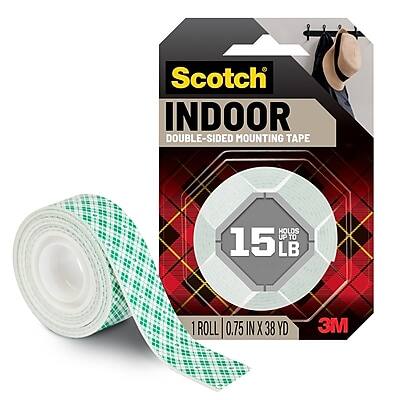 Scotch Indoor Double-Sided Mounting Tape  
Holds up to 15 LB  
1 Roll 0.75 in x 38 YD  
3M