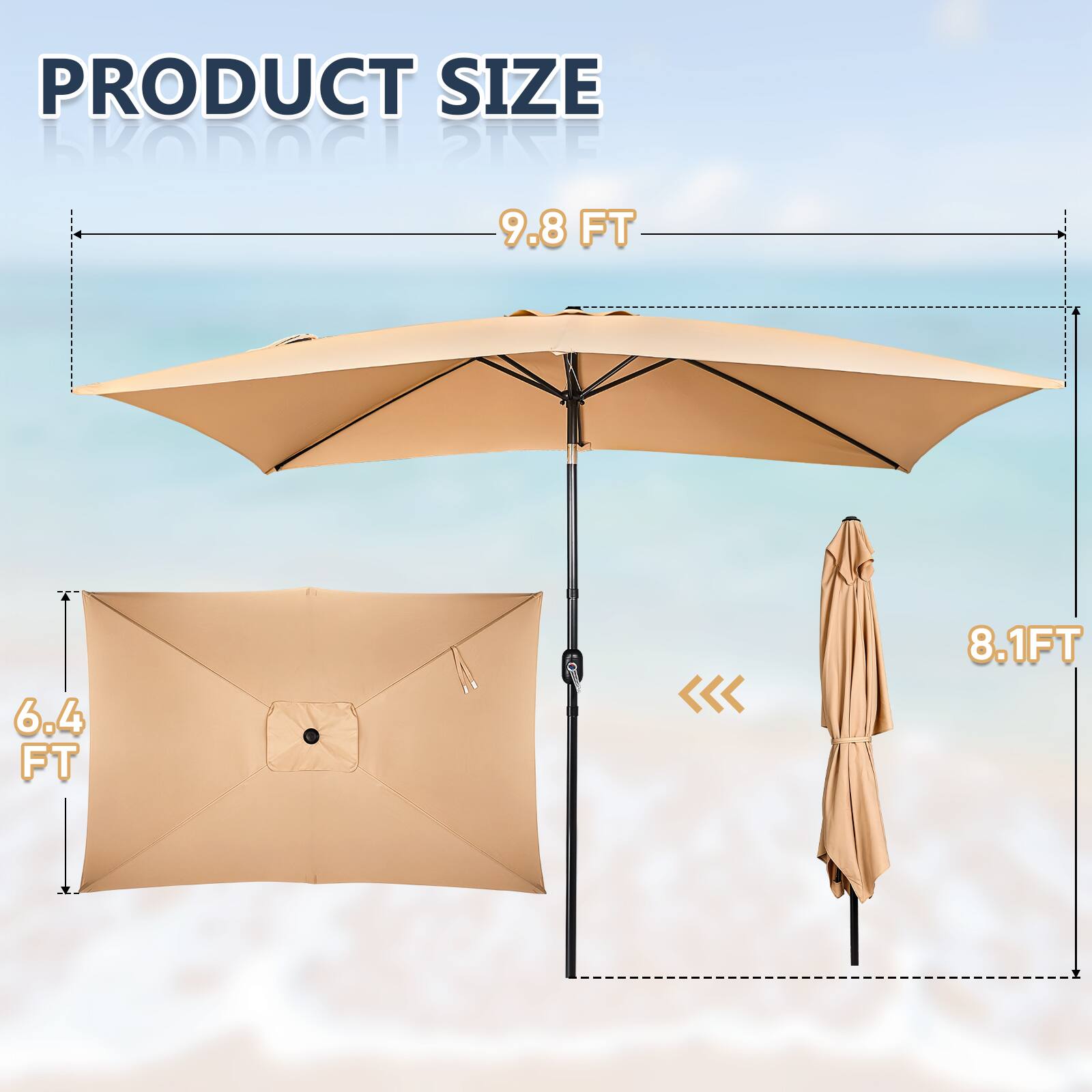 PRODUCT SIZE  
9.8 FT  
6.4 FT  
8.1 FT
