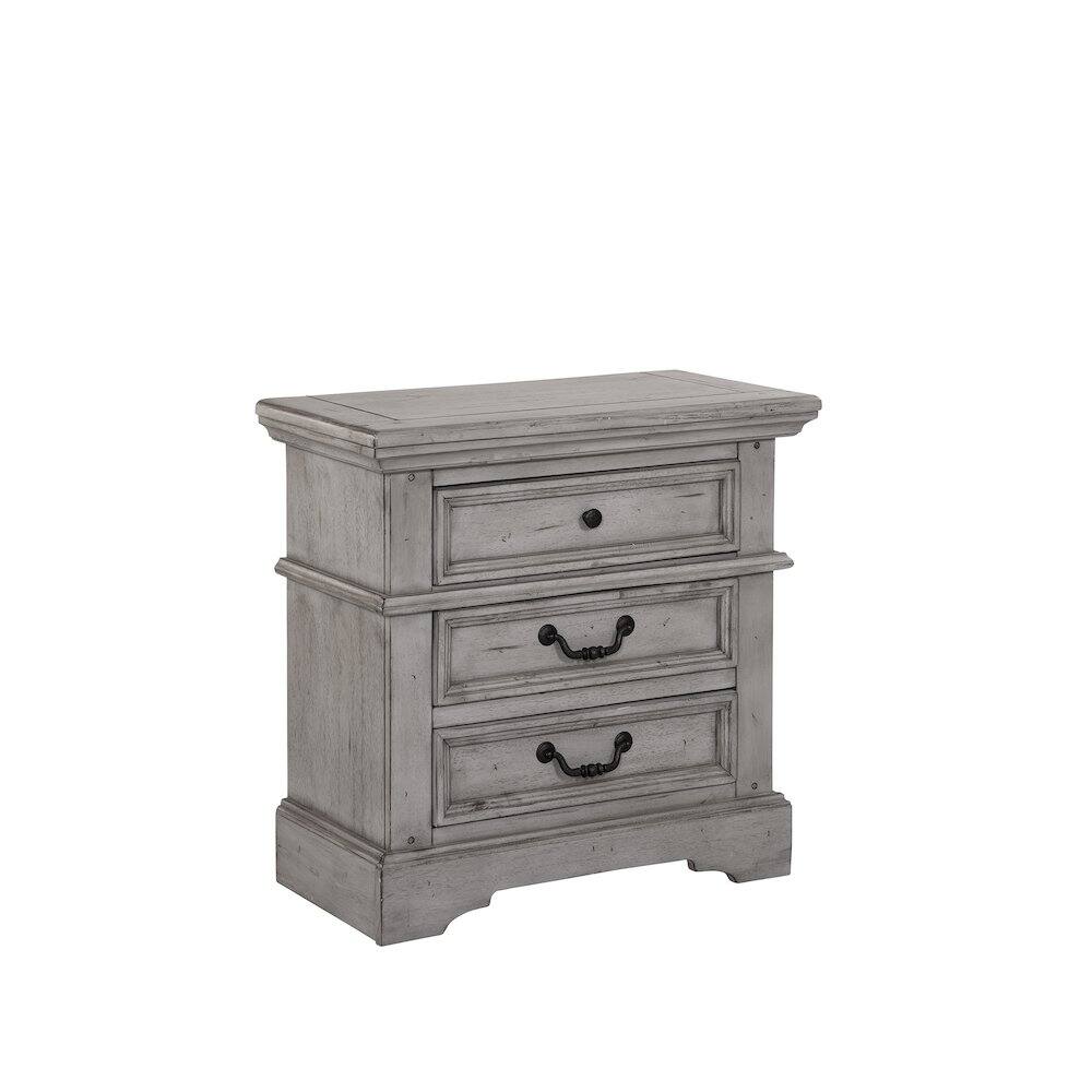Alt View 1. American Woodcrafters - Stonebrook 3-Drawer Nightstand - Light Distressed Antique Gray - Gray.