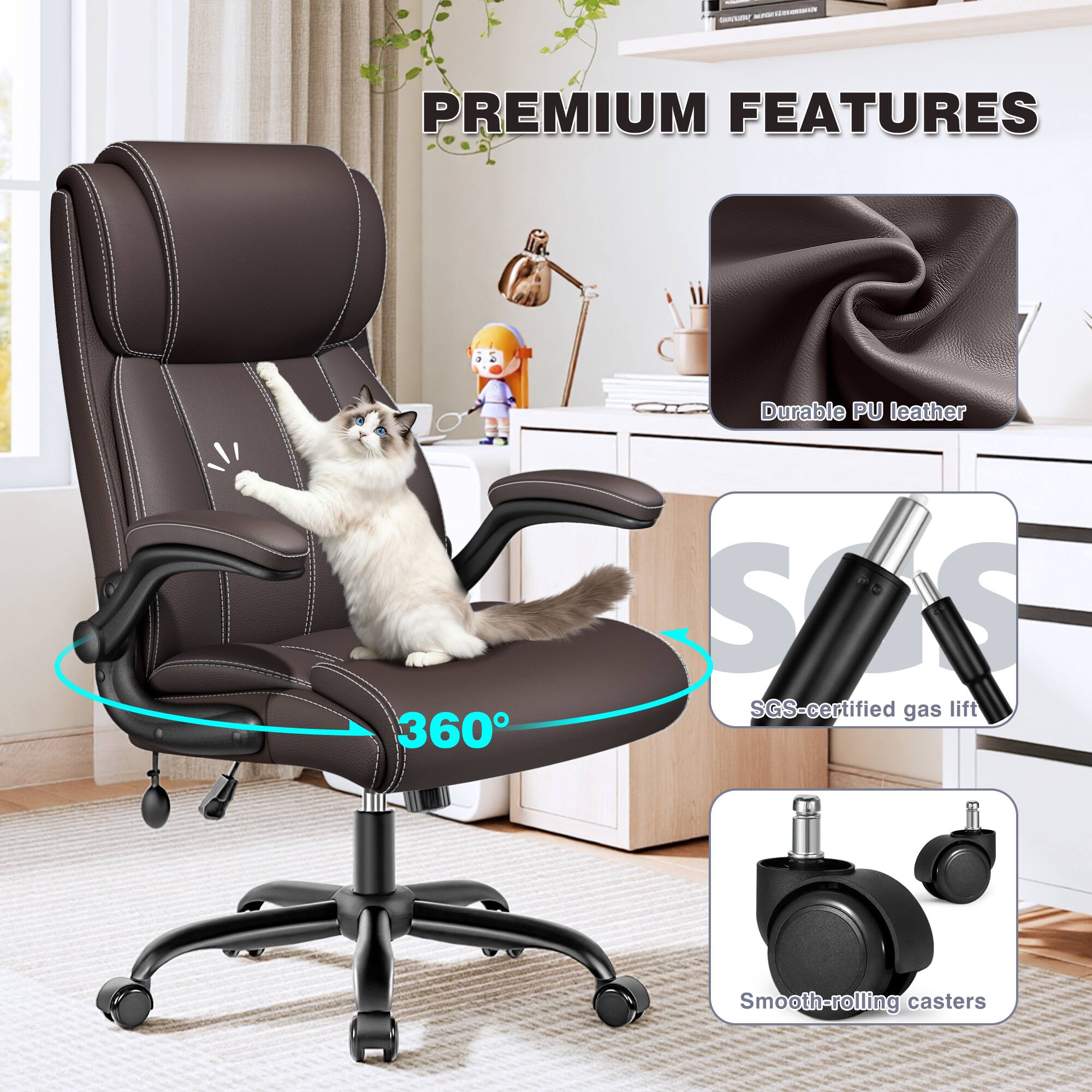 CANNARY MADISTATURIMAMA

PREMIUM FEATURES
- Durable PU leather
- 360°
- SGS-certified gas lift
- Smooth-rolling casters