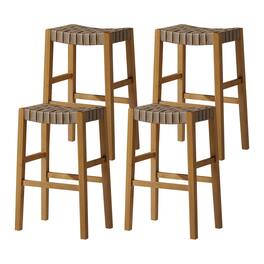 Maven Lane - Emerson Bar Stool, with Avanti Bone Vegan Leather, Set of 4 - Weathered Natural