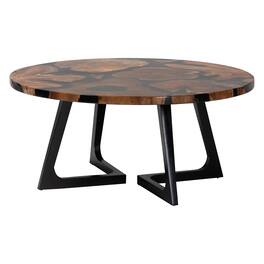 bali & pari - Agata Wood and Epoxy Resin Coffee Table - Handcrafted Live Edge Teak Accent Table with Sculptural Base - Natural Brown/Black
