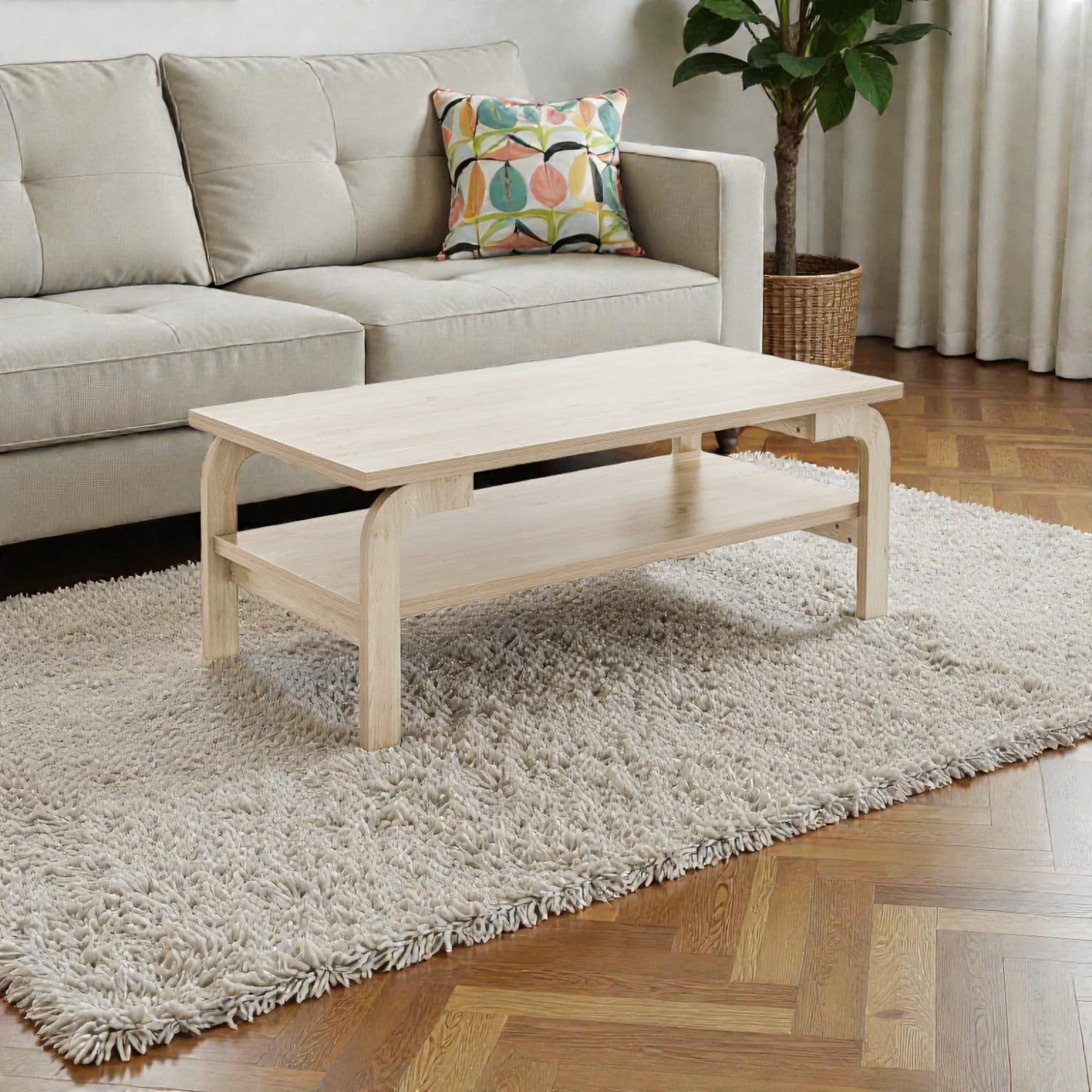 Hivvago - Stylish 47-Inch Rectangle Table for Living Room Decor - Natural