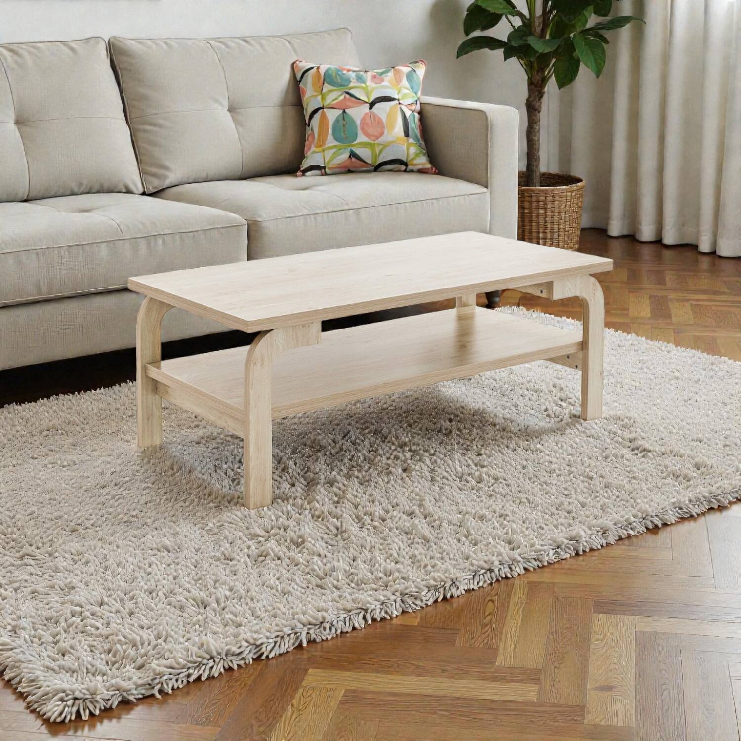 Front. Hivvago - Stylish 47-Inch Rectangle Table for Living Room Decor - Natural.