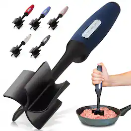 Zulay Kitchen - 5-Blade Meat Chopper, Pinwheel Design Ground Meat Masher with Comfortable Grip - Navy