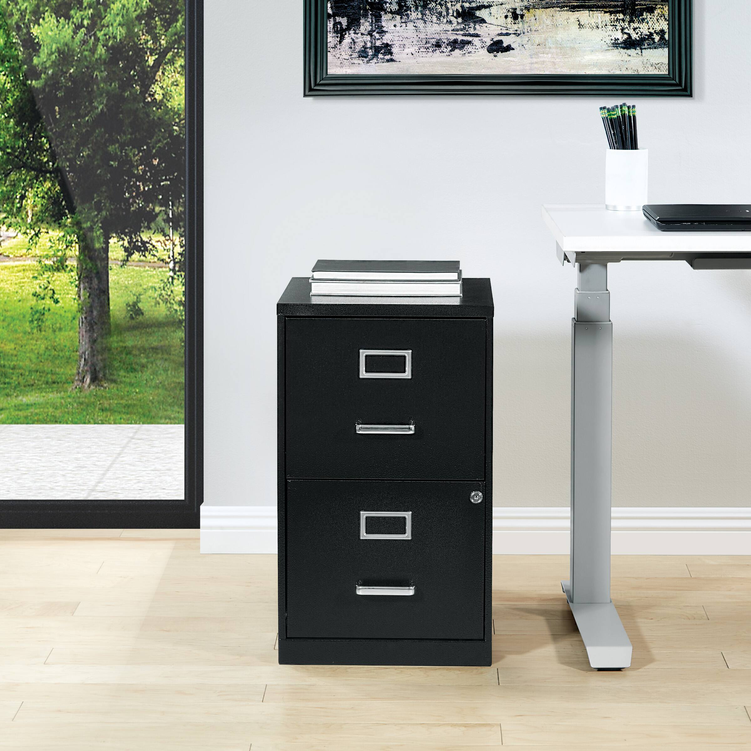 Alt View 15. OSP Home Furnishings - 2 Drawer Locking Metal File Cabinet - Black.