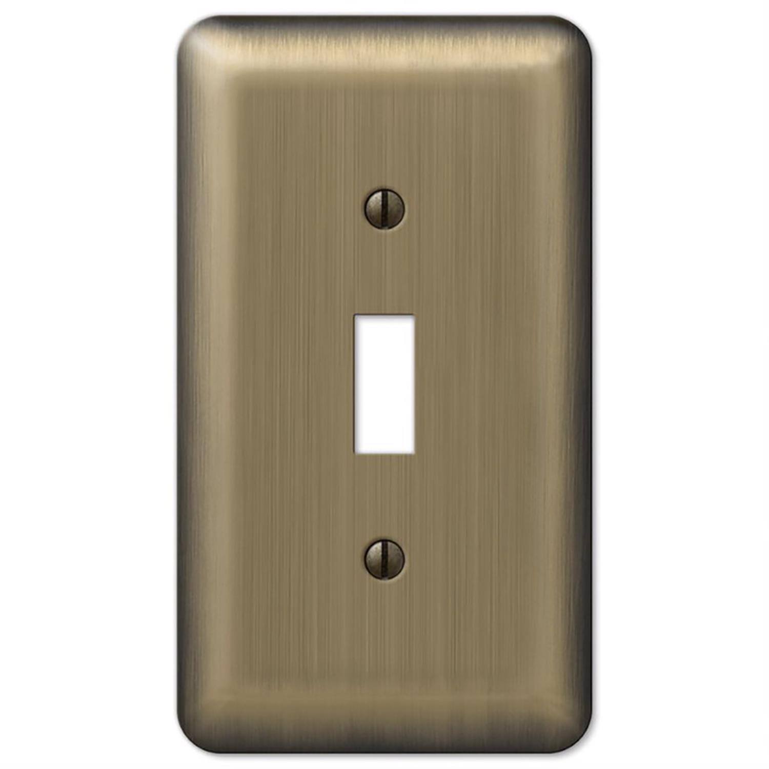 Angle. AMERELLE - Amerelle Devon Brushed Brass 1 gang Stamped Steel Toggle Wall Plate 1 pk - Brass.