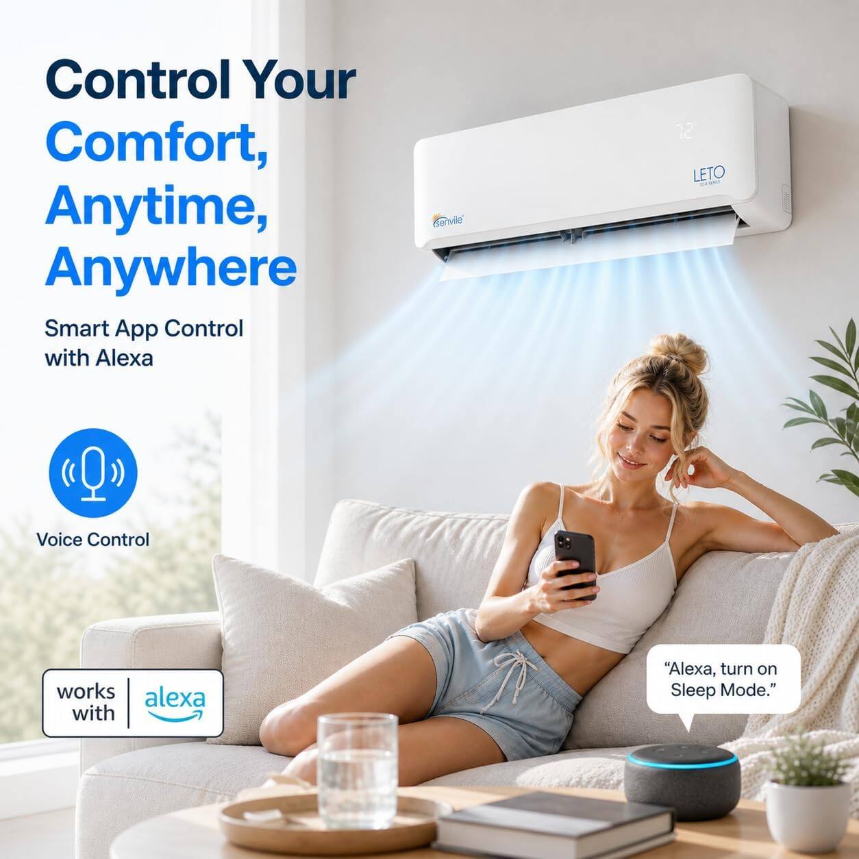 Control Your Comfort, Anytime, Anywhere

Smart App Control with Alexa

Voice Control

works with alexa

"Alexa, turn on Sleep Mode."
