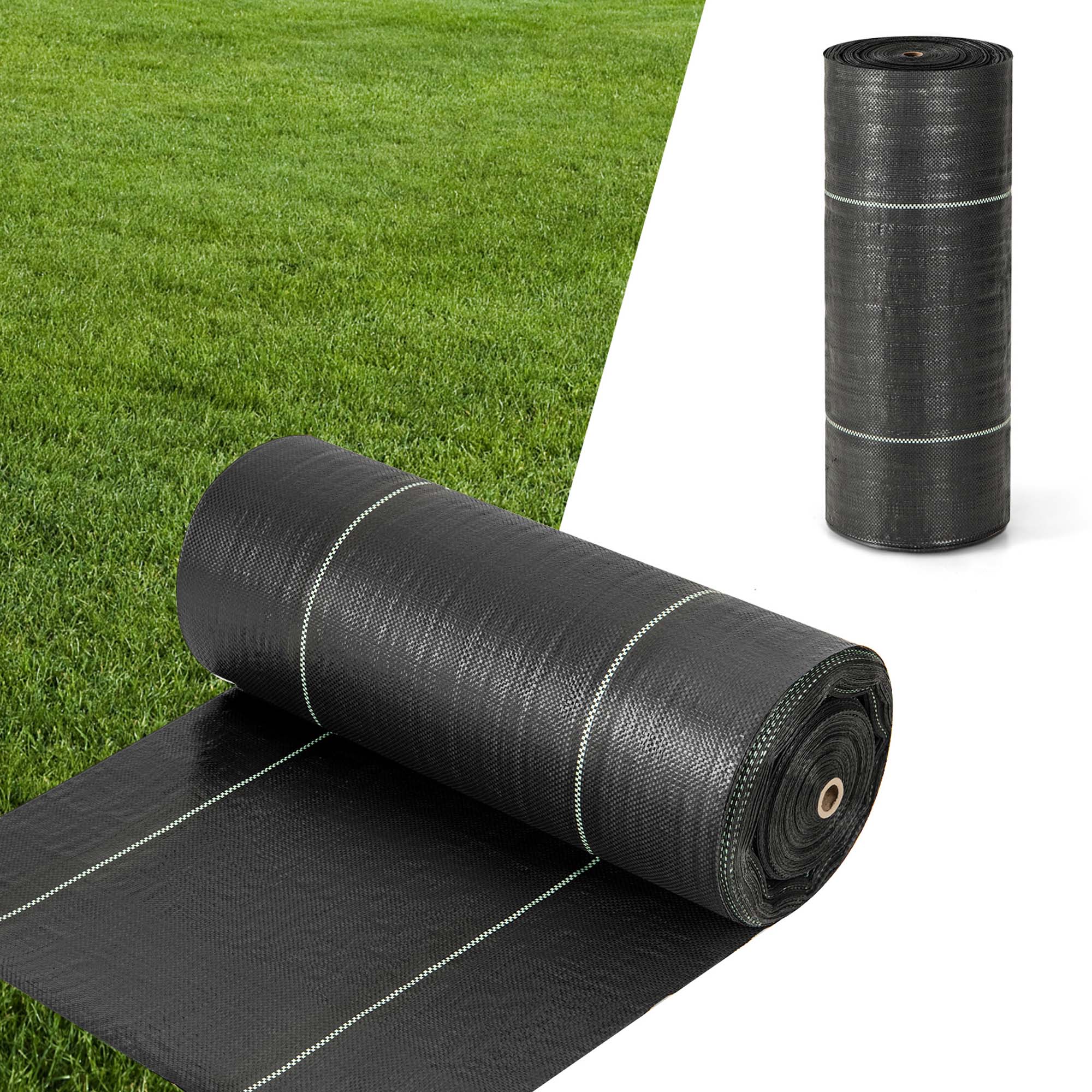 Alt View 2. Costway - 4 x 250FT Weed Barrier Landscape Fabric 4.6 OZ Heavy Duty Woven Gardening Mat - Black.