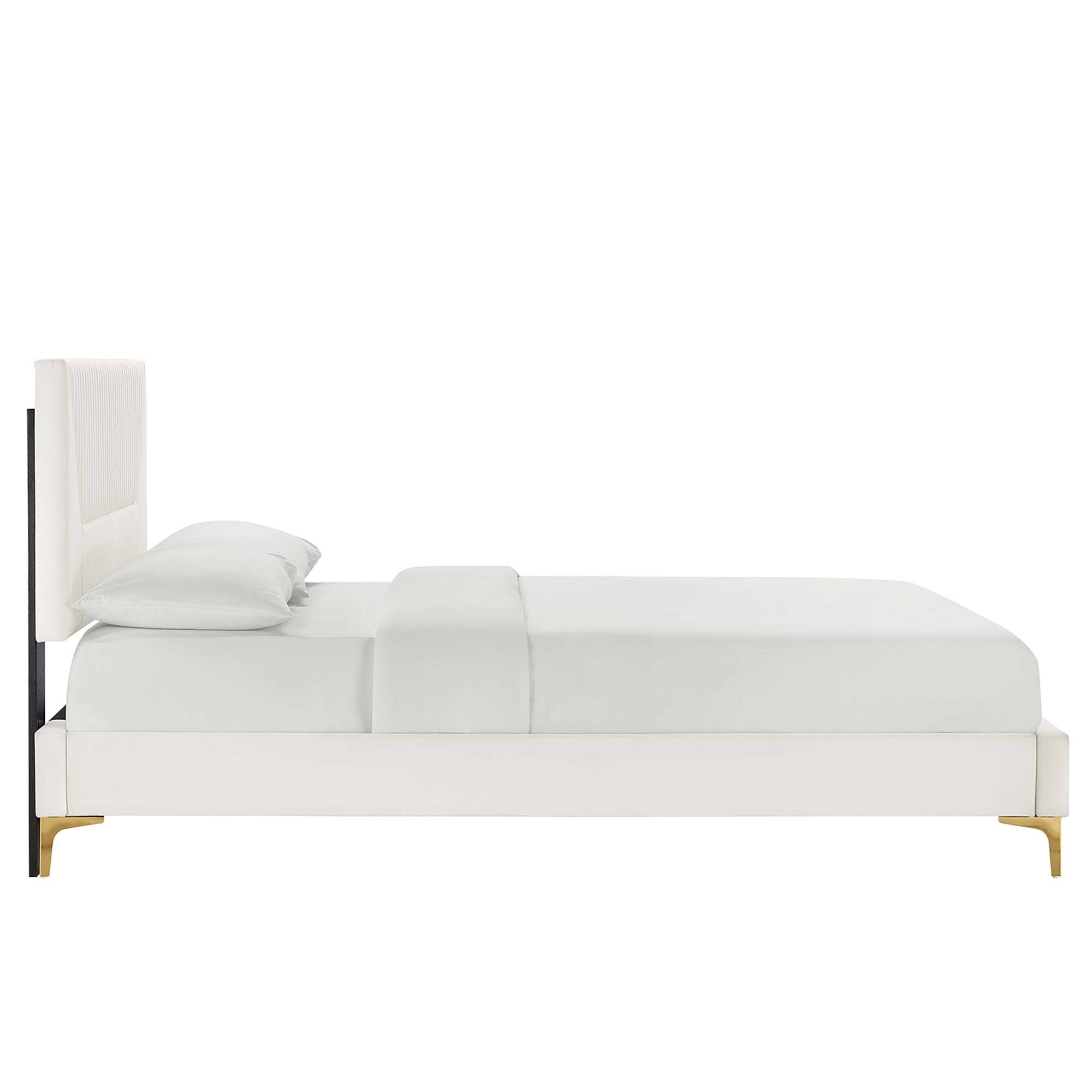 Back. Modway - Maven Queen Size Fabric Upholstered Platform Bed - Ivory.