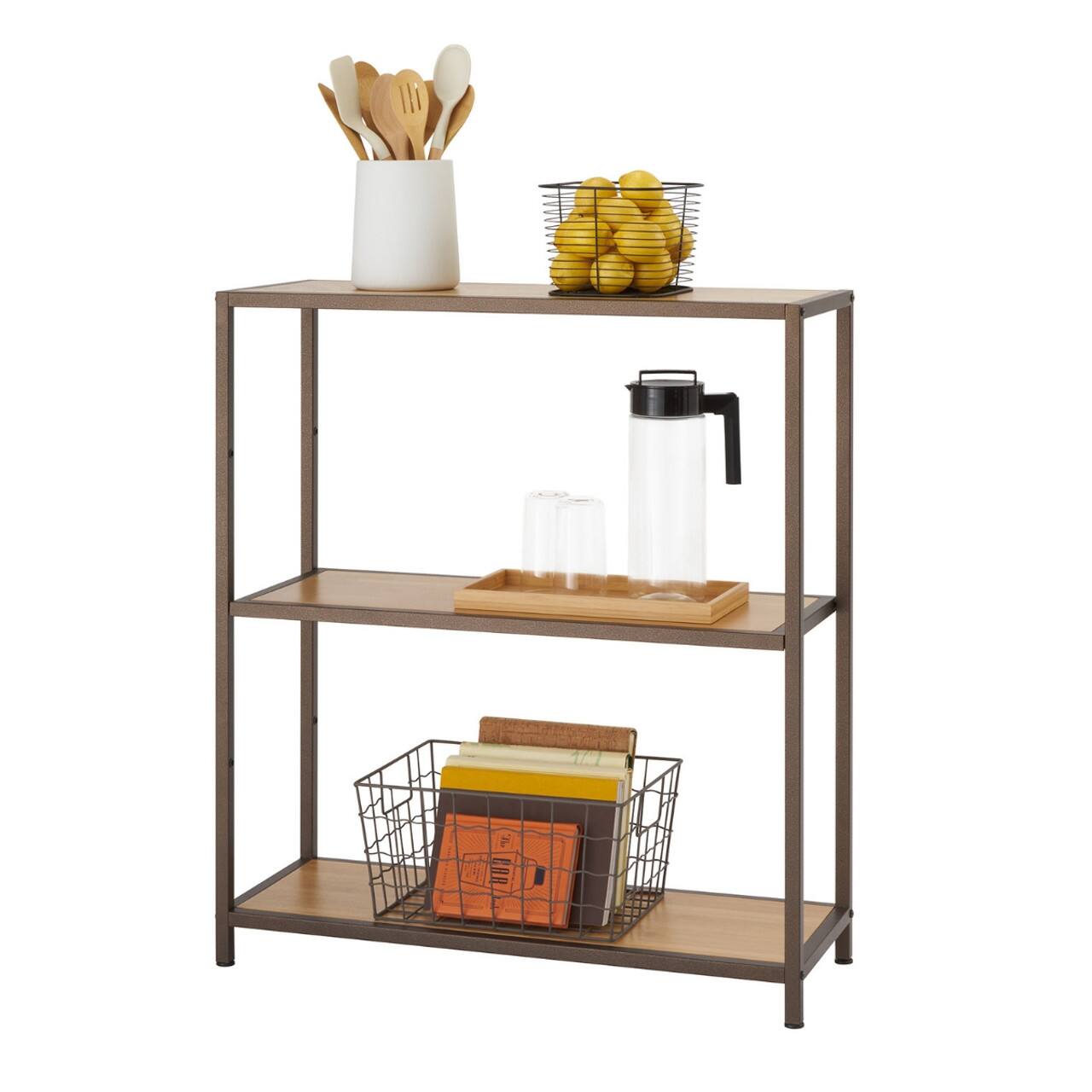 Front. TRINITY - 3-Tier 32x12x36 Bamboo Shelving Bronze Anthracite - Bronze Anthracite®.