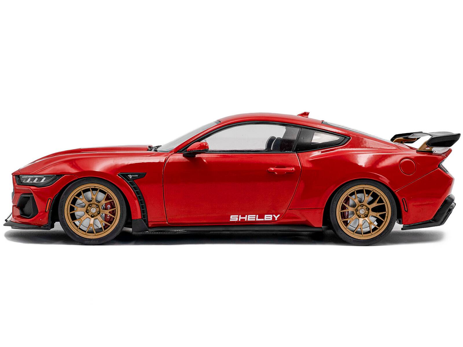 Alt View 2. Solido - 2024 Ford Shelby Mustang Super Snake Race Red with White Stripes 1/18 Diecast Model Car by Solido.