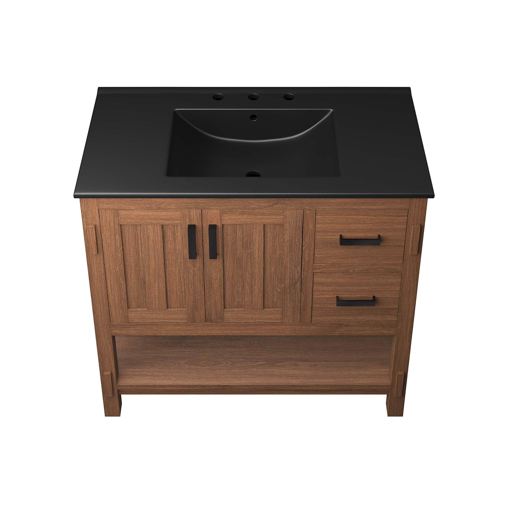 Alt View 5. Modway - Ashlyn Bathroom Vanity Basin Included by Modway - Walnut Black.