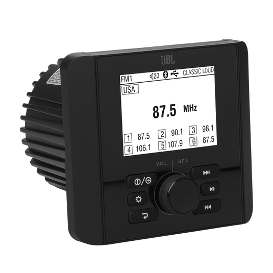 JBL - JAM3000 AM/FM 4ch High power, Bluetooth, Gauge Cut out with Monocrhome screen - Black/Gray