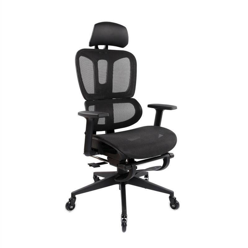 Alt View 5. HTUTWOO - Ultimate Ergonomic Mesh Office Chair - Lumbar Support, Footrest, Adjustable Headrest, 110° Reclining - Black.