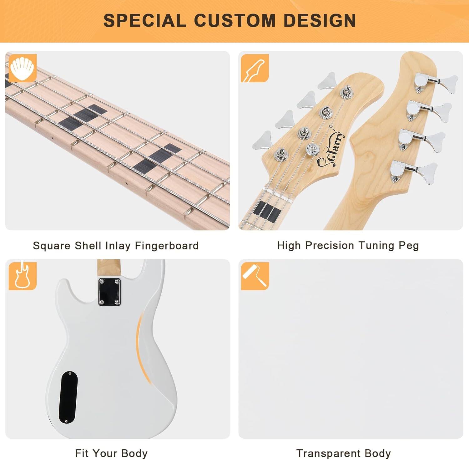 SPECIAL CUSTOM DESIGN

- Square Shell Inlay Fingerboard
- High Precision Tuning Peg
- Fit Your Body
- Transparent Body