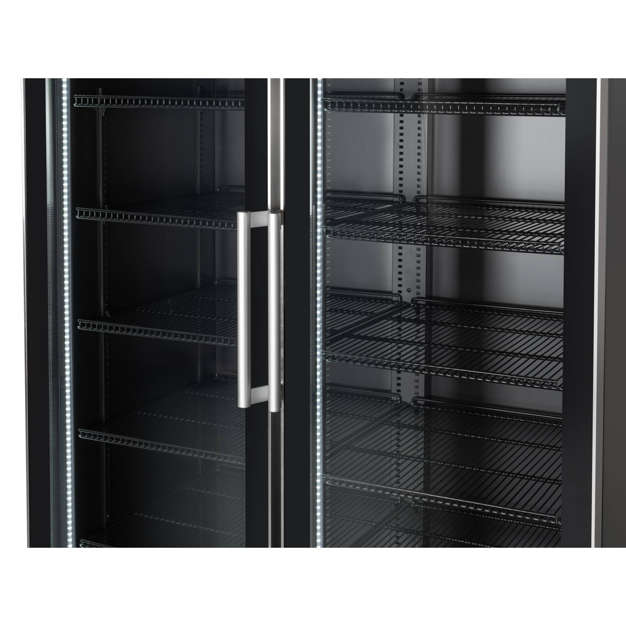 Alt View 7. Koolmore - 47 in. Two-Door Commercial Display Merchandiser Refrigerator in Sleek Black, 35 cu. ft. ETL Listed (KM-MDR-2GD-35CNL-BK) - Matte Black.
