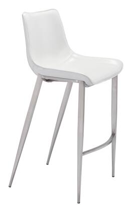 Hivvago - Magnus Barstool (Set of 2) - White & Silver