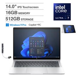 HP - Elitebook x360 1040 2-in-1 Laptop 14.0 (Intel Ultra 7-155H, 16GB LPDDR5X, 512GB SSD, Win 11 Pro) w/USB Hub - Silver