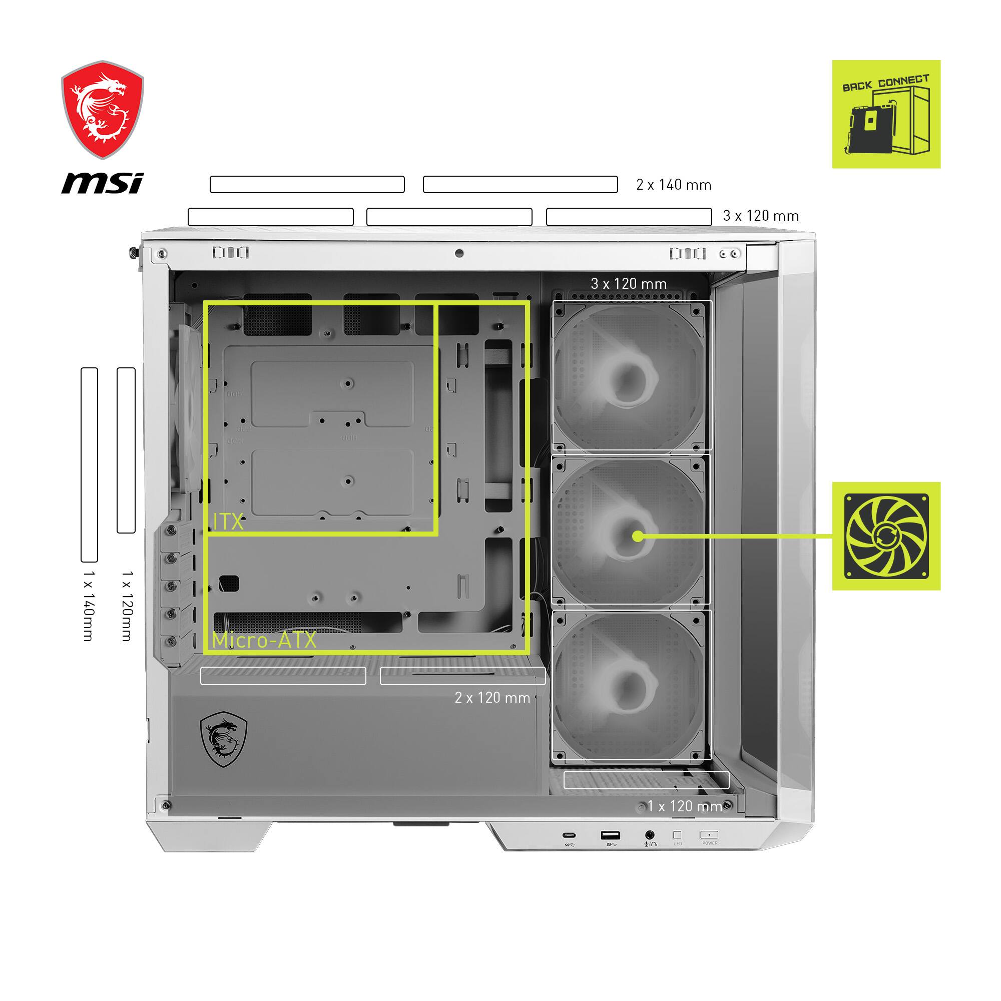 MSI MAG PANO 100R PZ WHITE ATX Tower Gaming Case - MSI-US Official Store