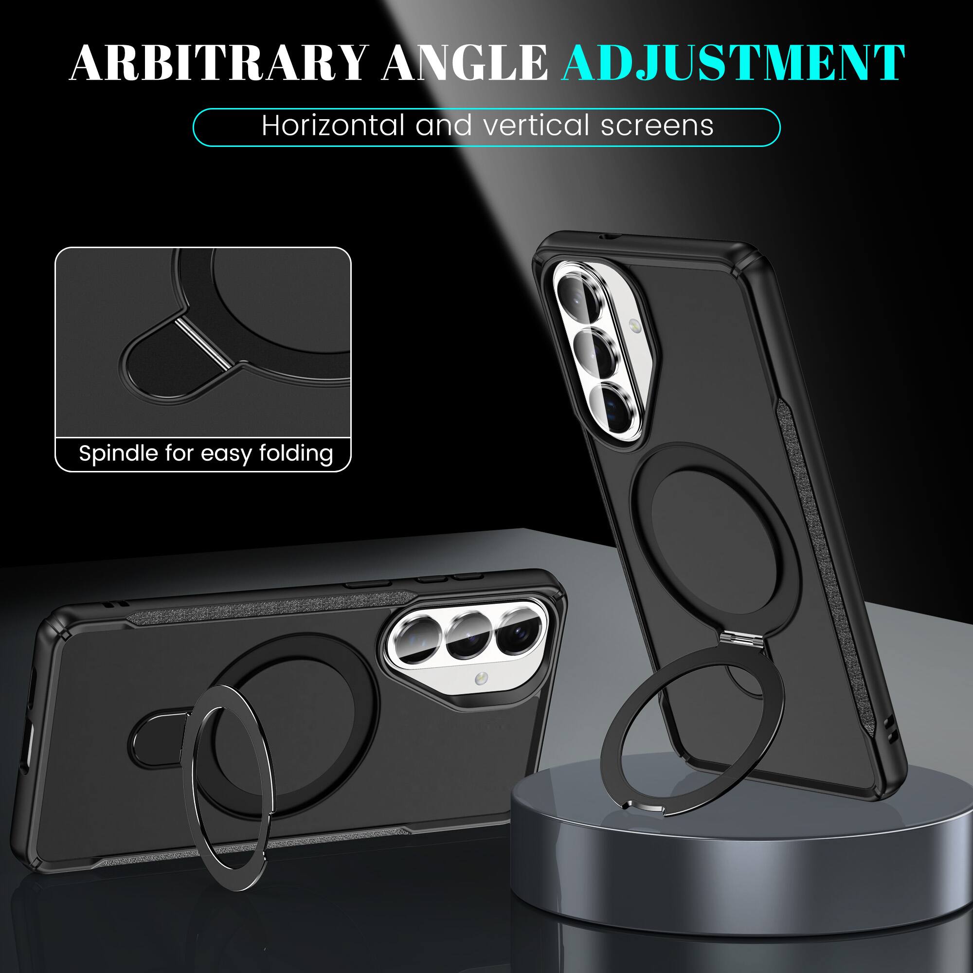 ARBITRARY ANGLE ADJUSTMENT  
Horizontal and vertical screens  
Spindle for easy folding