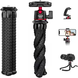 Schertz - Famall Flexible Tripod Stand for Phone & Cameras with Cold Shoe Mount – Compatible with iPhone, Canon, Nikon, Sony