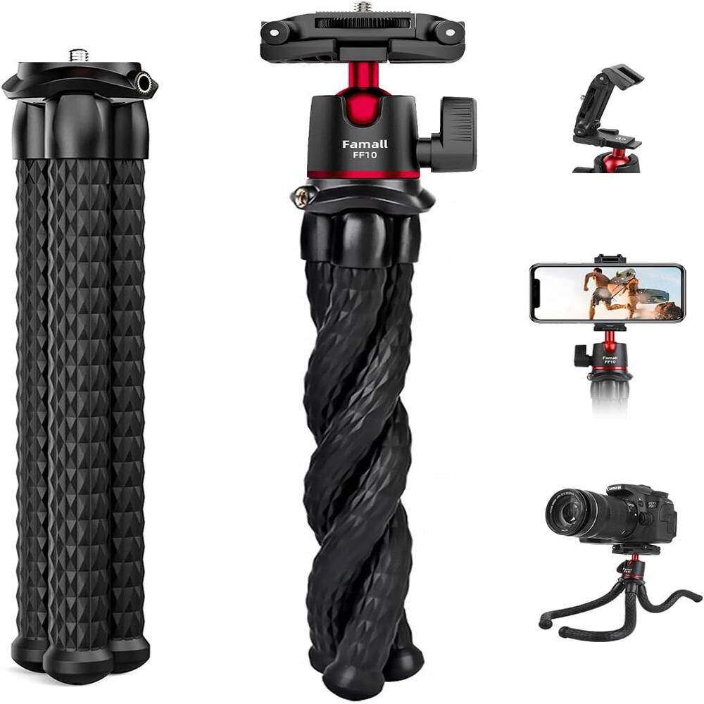 Schertz - Famall Flexible Tripod Stand for Phone & Cameras with Cold Shoe Mount – Compatible with iPhone, Canon, Nikon, Sony