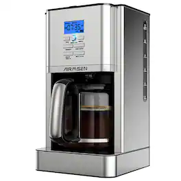 AIRMSEN - 12 Cup Drip Coffee Maker, Programmable Coffee Machine with 4-Hour Warming Plate - Stainless Steel